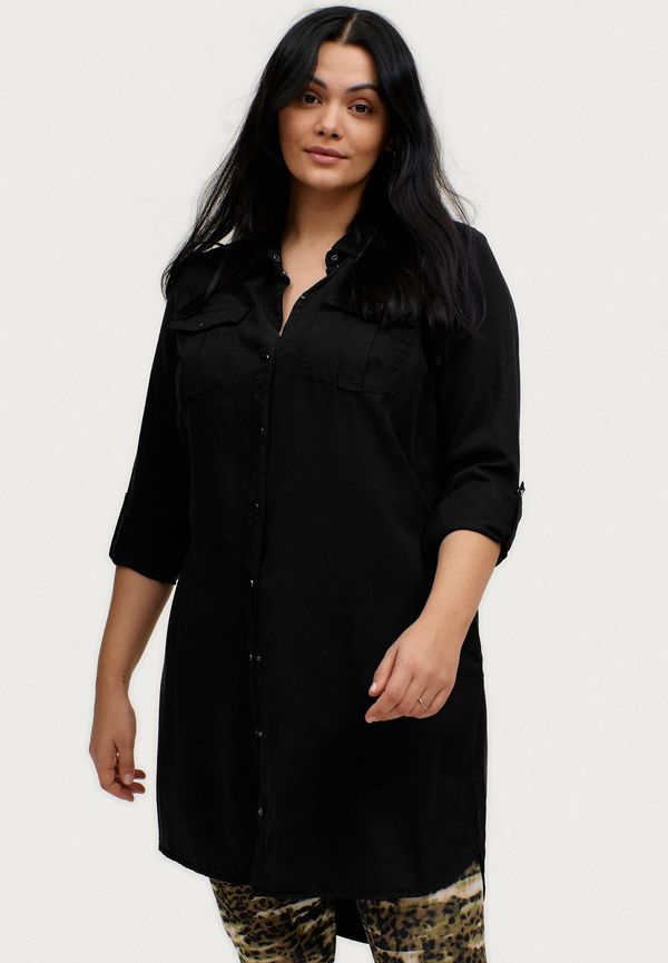 Vero Moda Curve - Skjortklänning vmSilla LS Short Dress Mix Curve - Svart