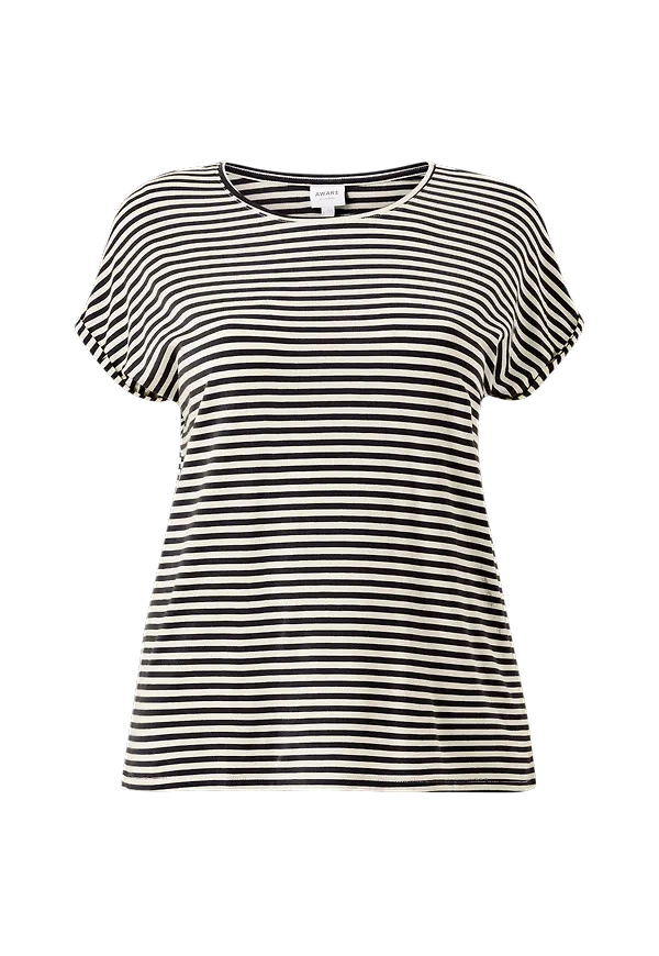Vero Moda Curve - Topp vmAya Plain SS Top Stripe - Svart - 52/54