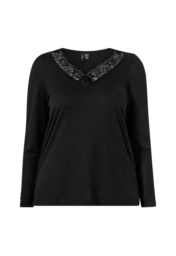 Vero Moda Curve - Topp vmCeline LS V-neck Top Curve - Svart