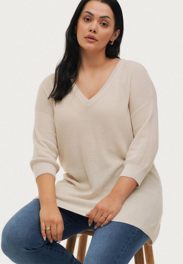 Vero Moda Curve - Tröja vmTulex 3/4 Long V-neck Blouse - Grå