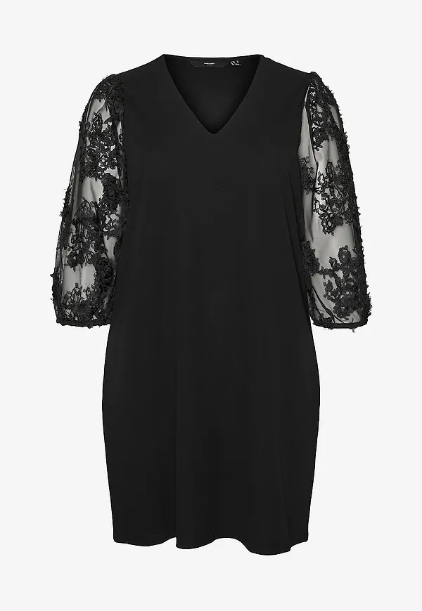 Vero Moda Curve - Klänning vmcEmmaly 3/4 Short Dress Jrs - Svart