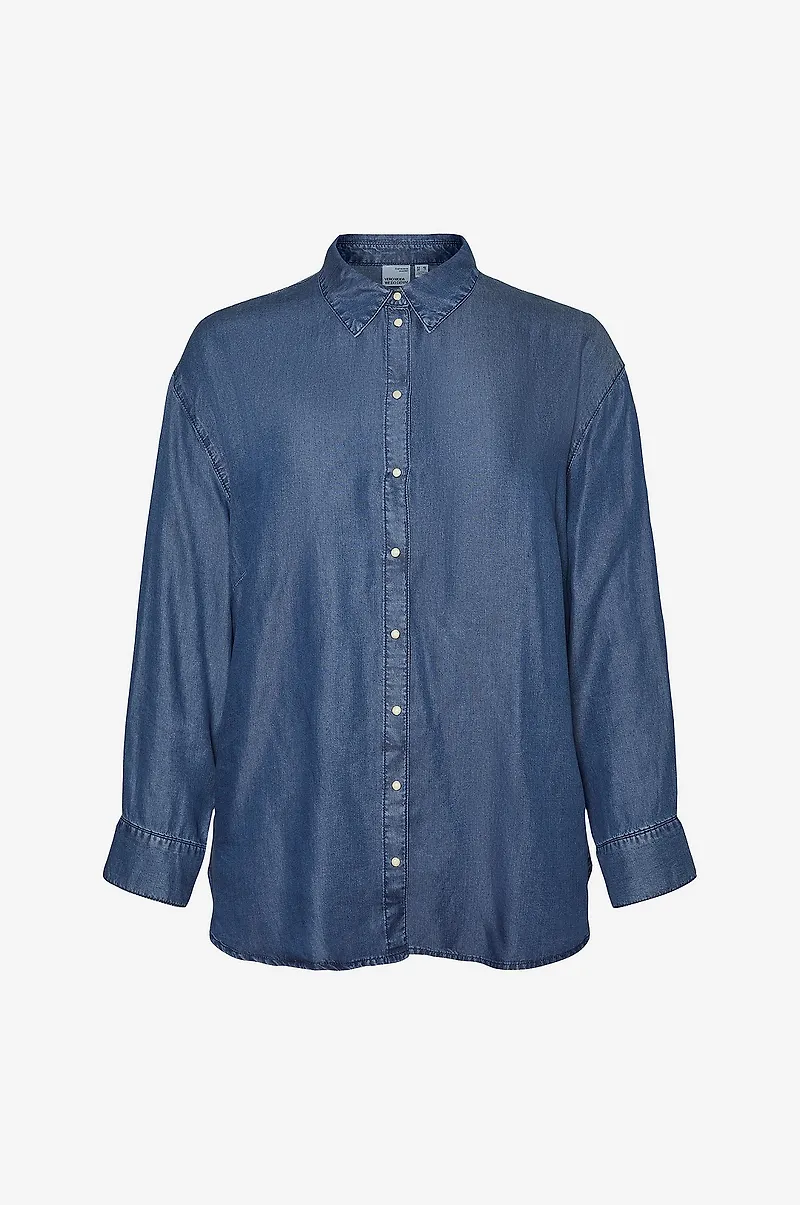 Vero Moda Curve - Skjorta vmcPauline LS Loose Denim Shirt Yo3 - Blå