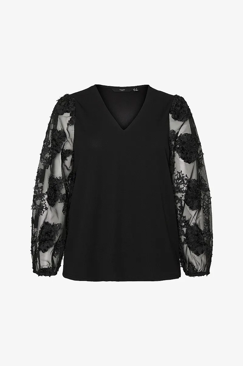 Vero Moda Curve - Topp vmcEmmaly LS Top Jrs GA Cur - Svart