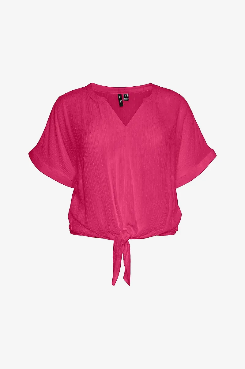 Vero Moda Curve - Topp vmcGabbi SS Tie Top Wvn Cur - Rosa
