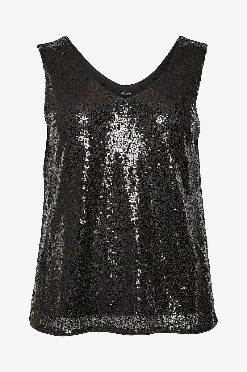Vero Moda Curve - Topp vmcKaje SL V-neck Top Jrs GA Cur - Svart
