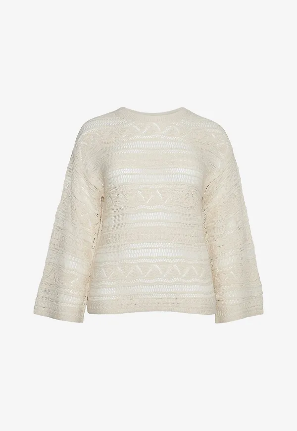 Vero Moda Curve - Tröja vmClamar LS O-neck Pullover Curve - Beige