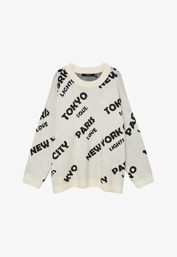 Vero Moda Curve - Tröja vmcNewcity LS O-neck Pullover - Grå