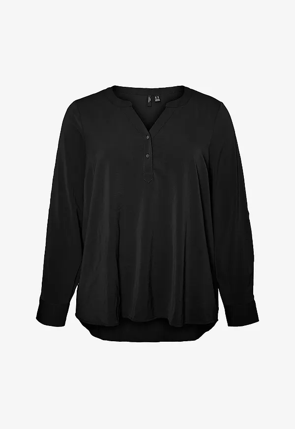 Vero Moda Curve - Blus vmcAni LS Top Wvn GA Cur - Svart