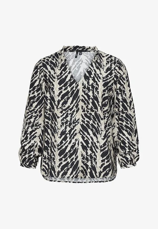 Vero Moda Curve - Blus vmcLucy L/S V-neck - Svart