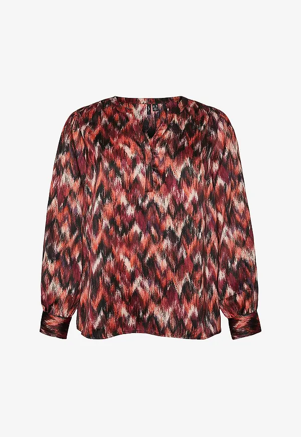 Vero Moda Curve - Blus vmcOlympia L/S Top Wvn - Flerfärgad