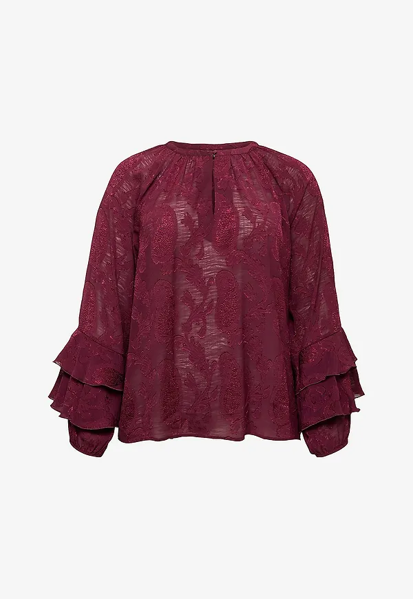 Vero Moda Curve - Blus Vmctilly Tina Ls Top Wvn Cur - Röd