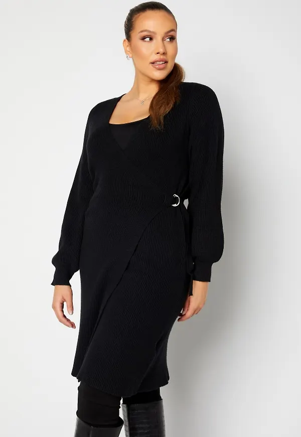 Vero Moda Curve Briahermosa LS Wrap Dress Black 48/50