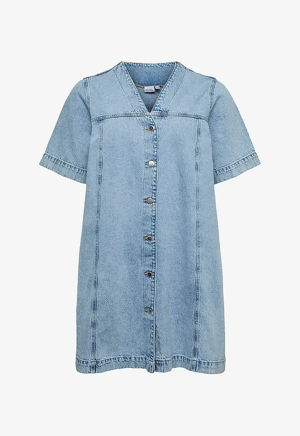 Vero Moda Curve - Jeansklänning vmcFonda 2/4 Abk V-neck - Blå