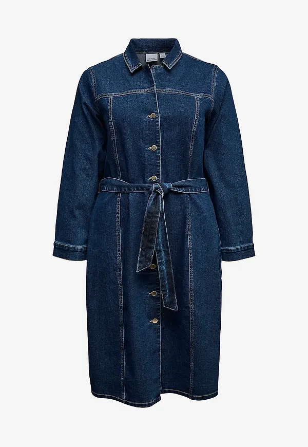 Vero Moda Curve - Jeansklänning vmcTelly LS Bnk Dnm Vi3531 C - Blå