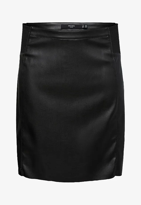 Vero Moda Curve - Kjol vmcButtersia HW Coated Skirt Cur - Svart