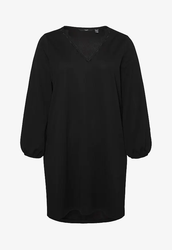 Vero Moda Curve - Klänning vmcAllison Brit LS V-neck Dress Jrs - Svart