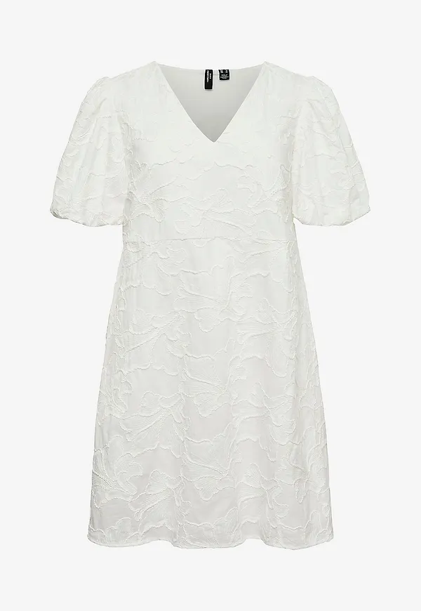 Vero Moda Curve - Klänning vmcAnn Emb SS Short Dress Wvn Curve - Vit