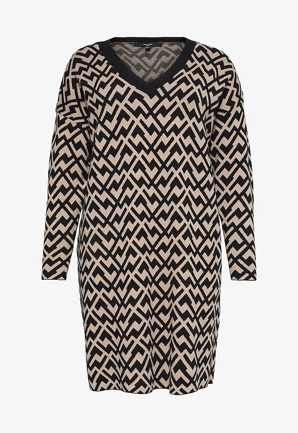 Vero Moda Curve - Klänning vmCaria LS V-nck Batwing Short Dres - Svart