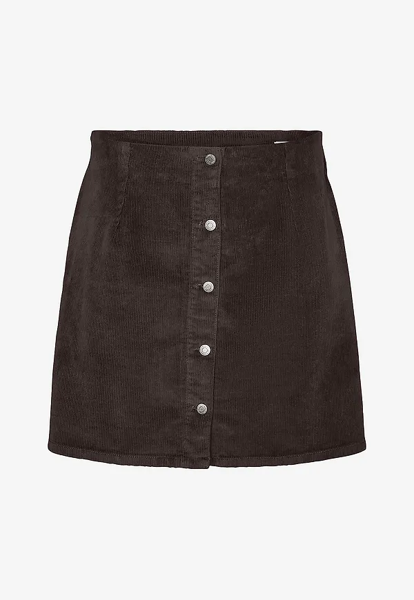 Vero Moda Curve - Manchesterkjol vmcEtta HR Short Cord Skater - Brun