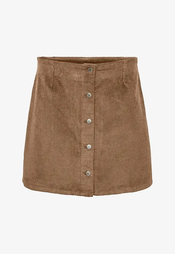 Vero Moda Curve - Manchesterkjol vmcEtta HR Short Cord Skater - Brun