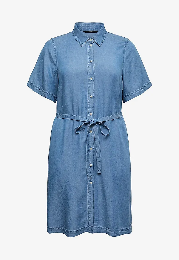 Vero Moda Curve - Skjortklänning vmcBree SS Short - Blå