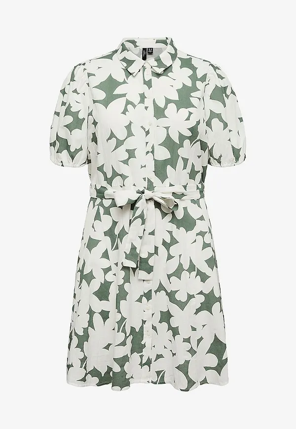 Vero Moda Curve - Skjortklänning vmcDicthe 2/4 Short Volume WV - Grön