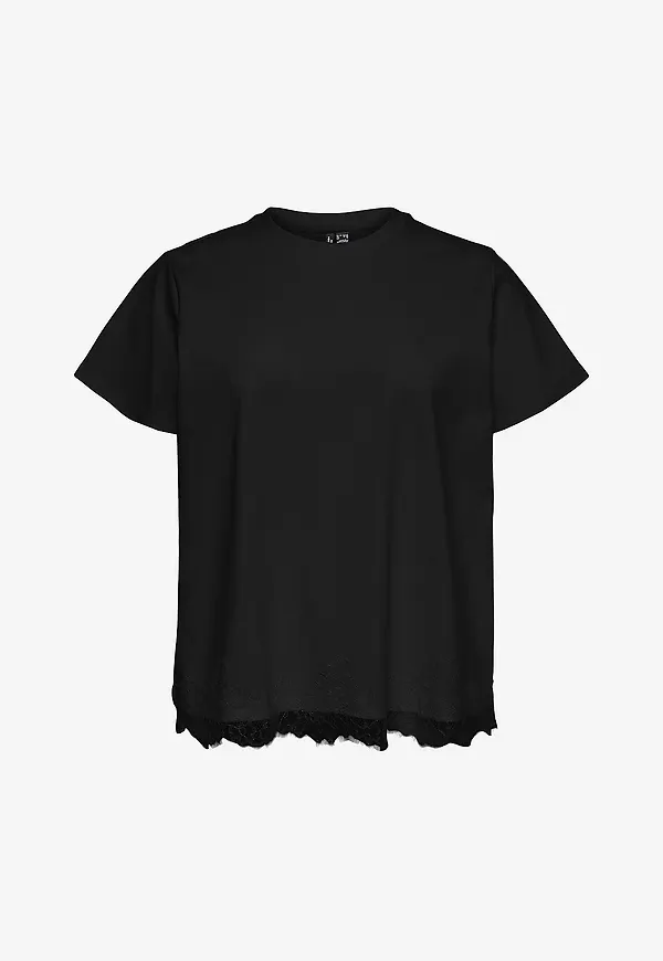 Vero Moda Curve - Spetstopp Vmcsara Mette Lace Ss Jrs Cur - Svart
