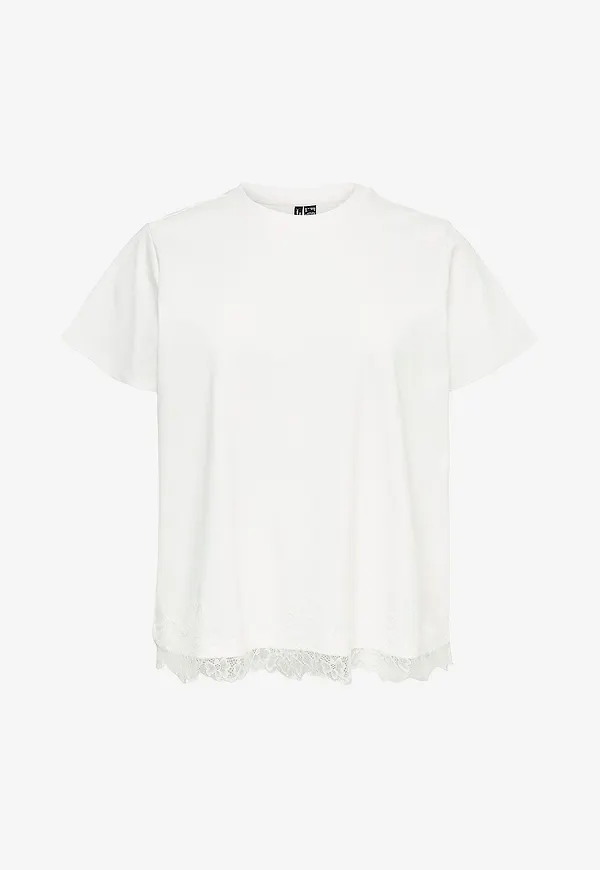 Vero Moda Curve - Spetstopp Vmcsara Mette Lace Ss Jrs Cur - Vit