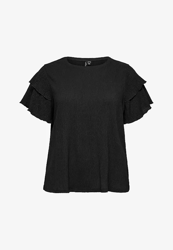 Vero Moda Curve - Topp Vmcamanda Ss O-Neck Top Jrs Cur - Svart