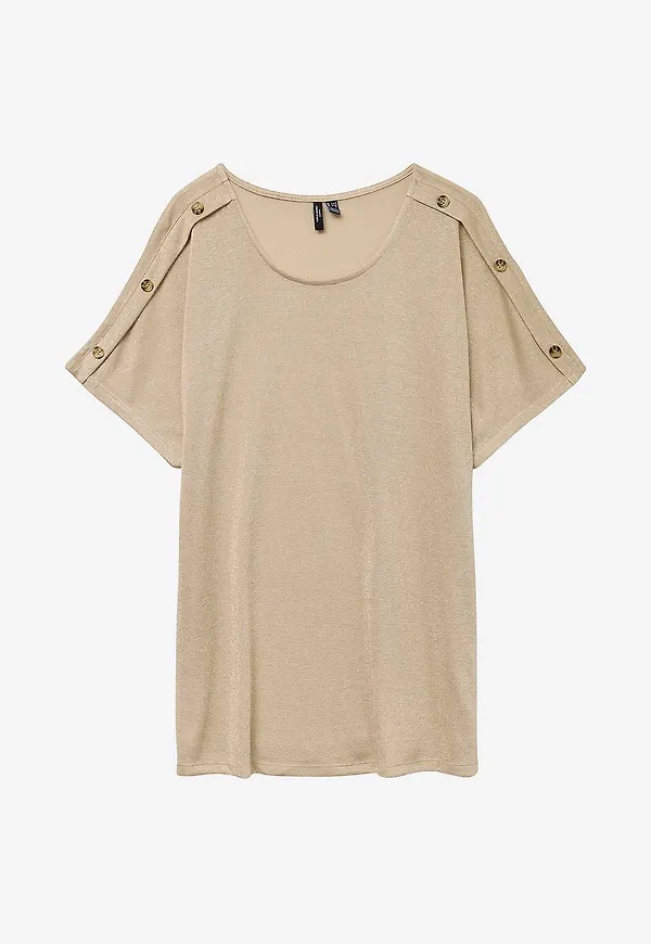 Vero Moda Curve - Topp vmcBrook S/S O-neck Top Jrs - Beige
