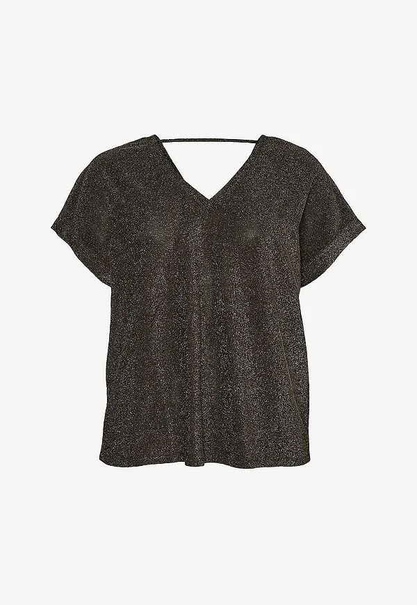 Vero Moda Curve - Topp vmcRoxanne S/S V-neck Top Jrs Btq G - Svart