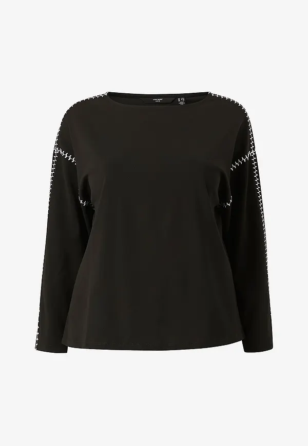 Vero Moda Curve - Topp vmcValentina LS Top Jrs Pop7 Cur - Svart