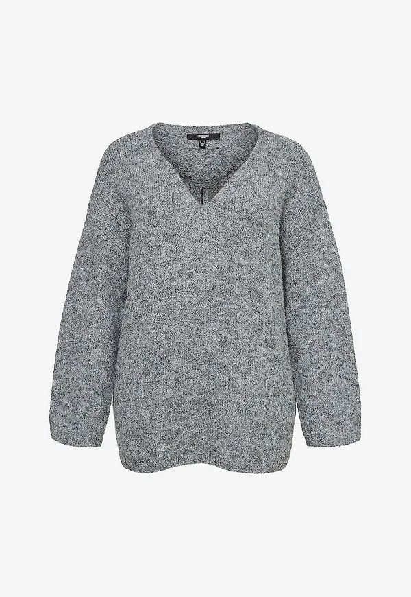 Vero Moda Curve - Tröja Vmcberry Lace Ls V-Neck Pullover Cu - Grå