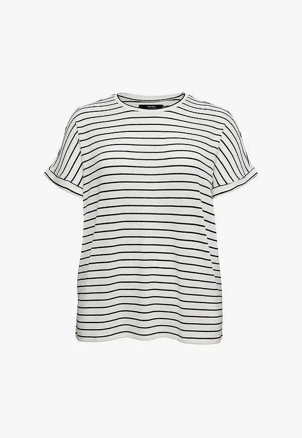 Vero Moda Curve - Tröja vmcBrianna SS O-nck Pullover - Vit