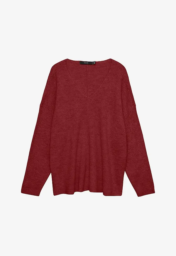 Vero Moda Curve - Tröja vmcCrewlefileglitter LS - Röd