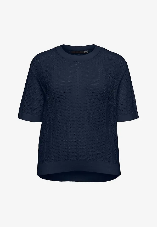 Vero Moda Curve - Tröja vmcLux Light SS O-neck - Blå