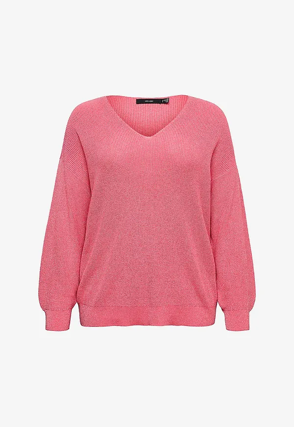 Vero Moda Curve - Tröja vmcNewlexsun Shine LS V-n Pul.cur - Rosa