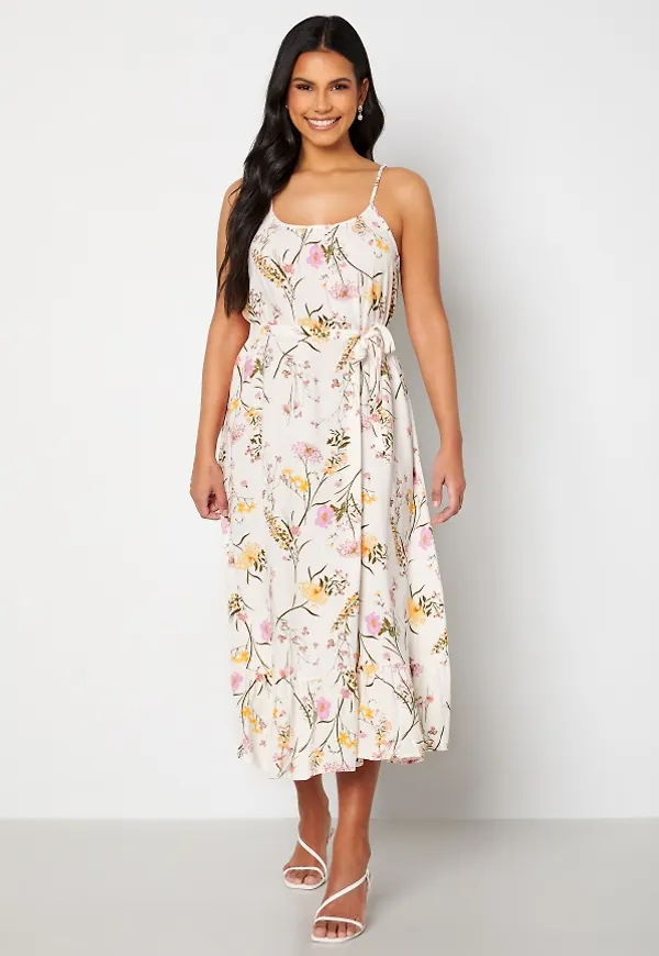VERO MODA Easy 7/8 Strap Dress Snow white AOP:Mille M