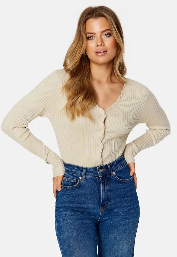 VERO MODA Elly LS Frill Cardigan Core Silver Lining M