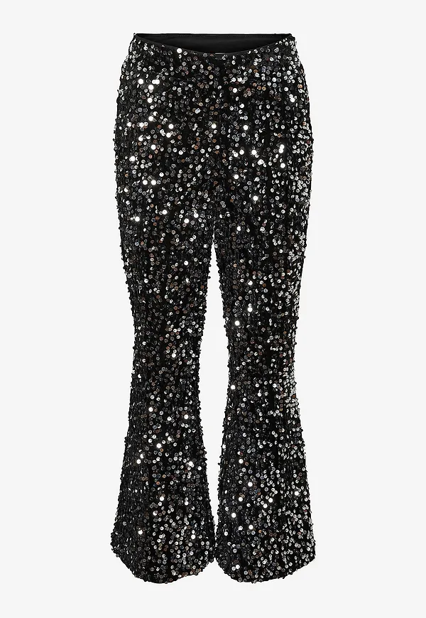 Vero Moda Girl - Paljettbyxor vmBella Sequins HW Flared Pant Jrs - Svart