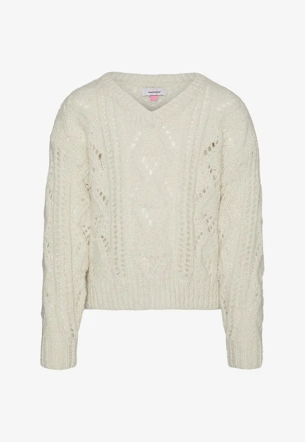 Vero Moda Girl - Tröja vmNewerinstructure LS V-nk Pull Gir - Beige