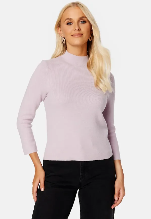 VERO MODA Gold Rib 3/4 FunnelneckBlouse Lavender Fog M