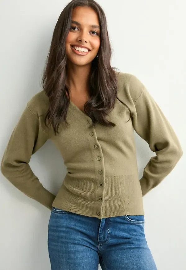 Vero Moda - Grön - Vmsaba Ls V-Neck Cardigan