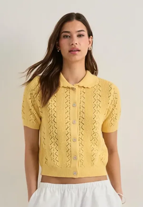 Vero Moda - Gul - Vmdaria Ss Poloneck Cardigan
