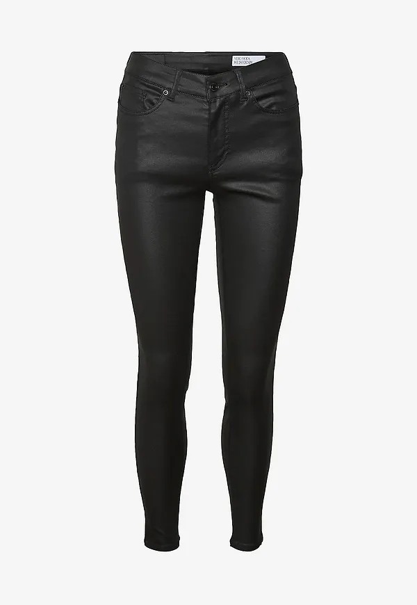 Vero Moda - Jeans vmFlash MR Skinny Coated Pants - Svart