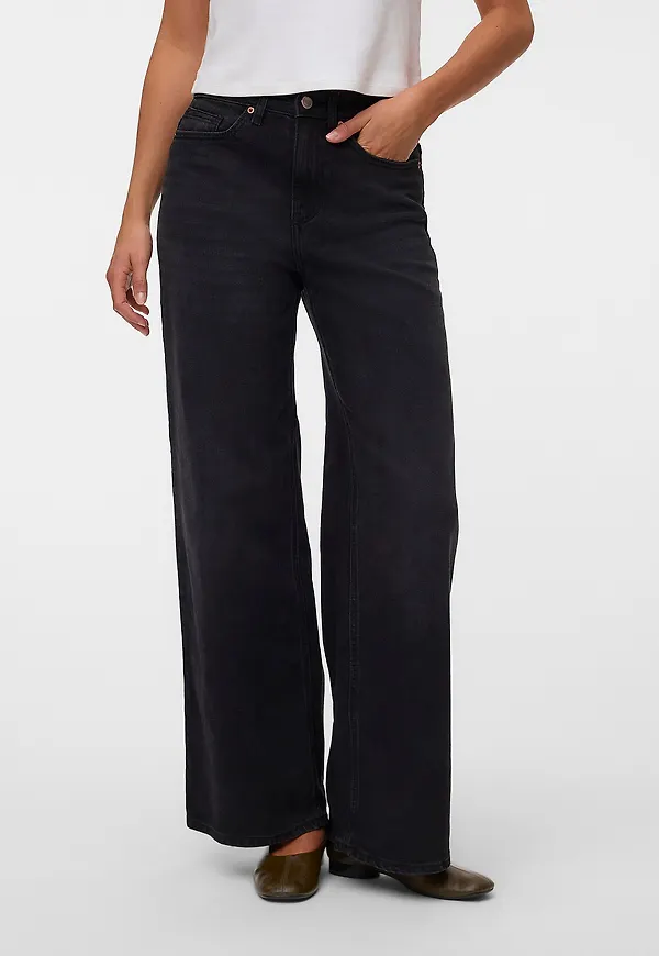Vero Moda - Jeans Vmolivia Stretch Hr Wide Jns Li1101 - Svart