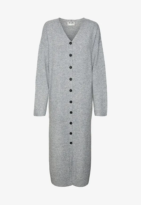 Vero Moda - Klänning awNinna LS V-neck 7/8 Knit Dress - Grå