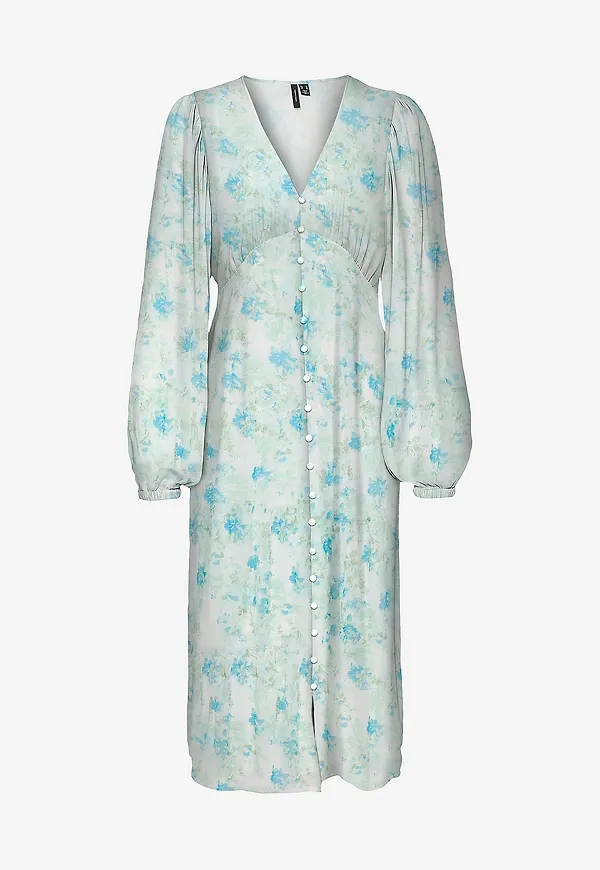 Vero Moda - Klänning vmSmilla LS V-neck Calf Dress - Vit – Ellos