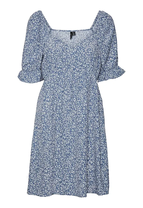 VERO MODA Klänning 'Eli' duvblå / vit