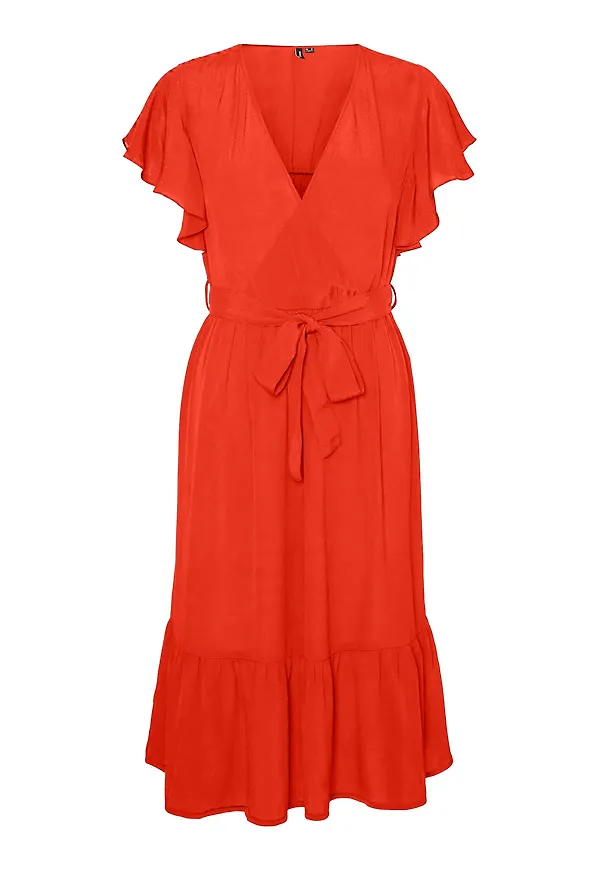 VERO MODA Klänning 'Sally' orange / körsbärsröd